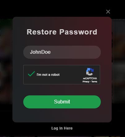 StripChat restore password